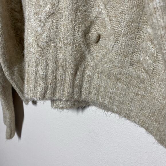 Olivaceous Tan Cable Knit Pom Pom Sweater Size Small - Picture 5 of 10